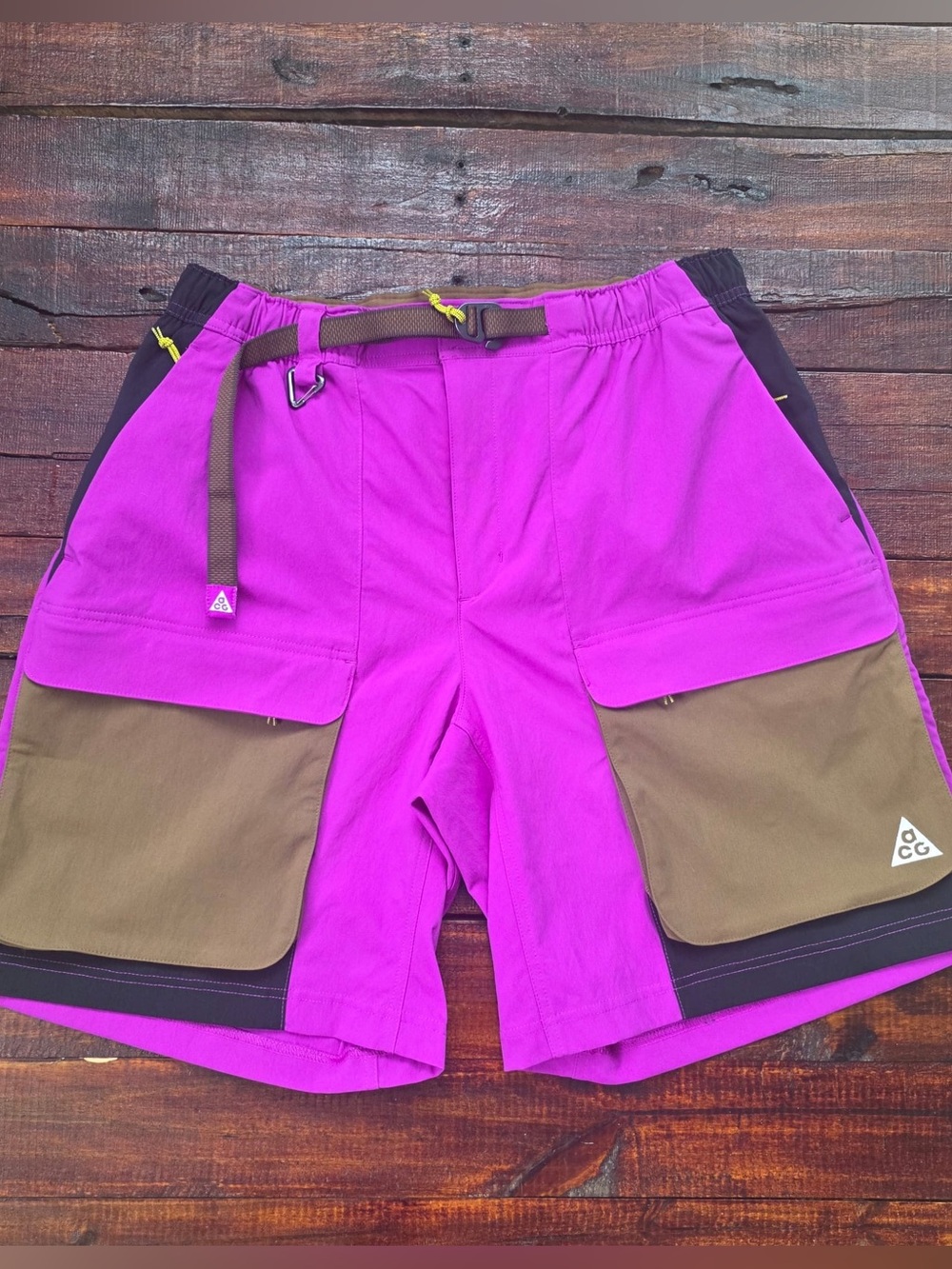 Nike ACG Men’s Smith Summit Cargo Shorts Purple and Brown NWT LARGE